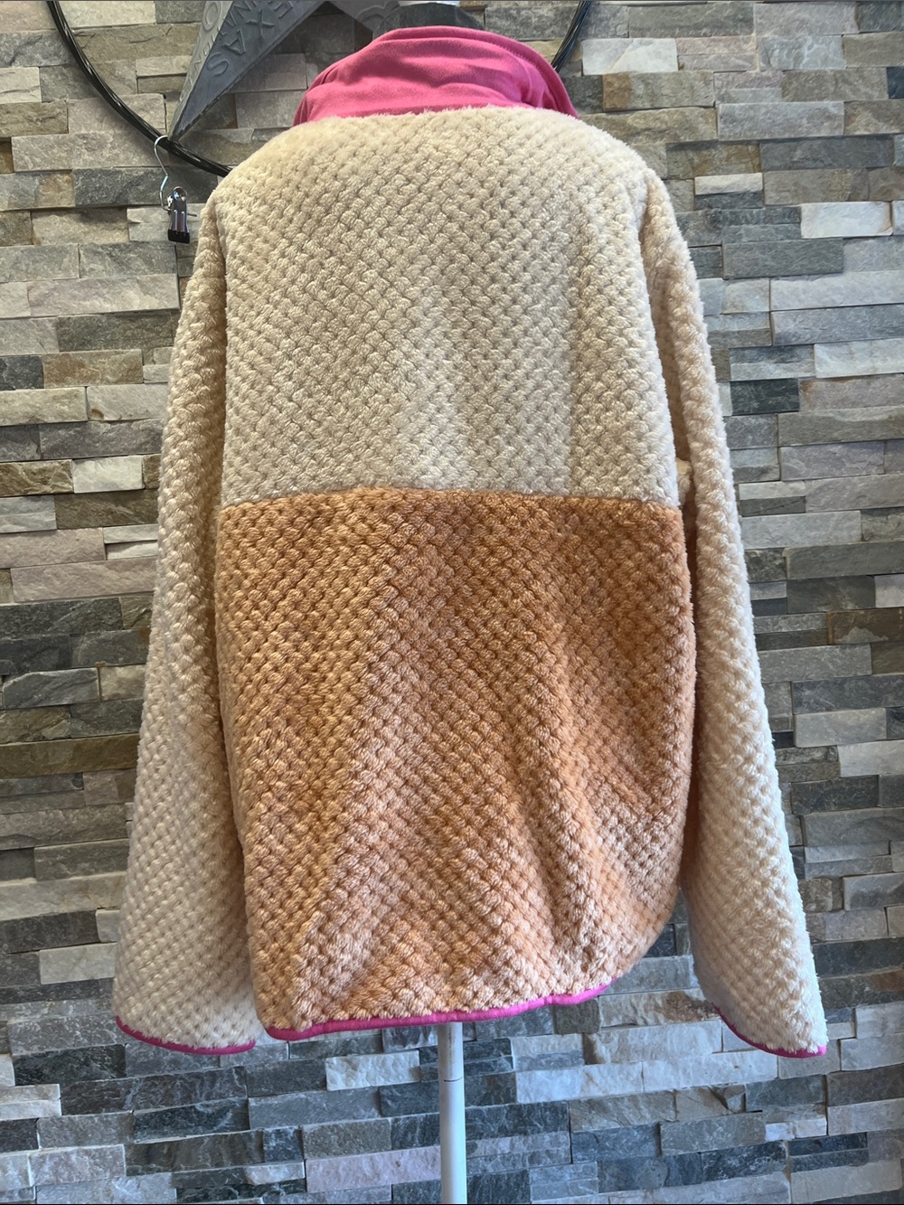 Simply Southern Cream Plush Pullover with Pink Collar - Picture 6 of 8
